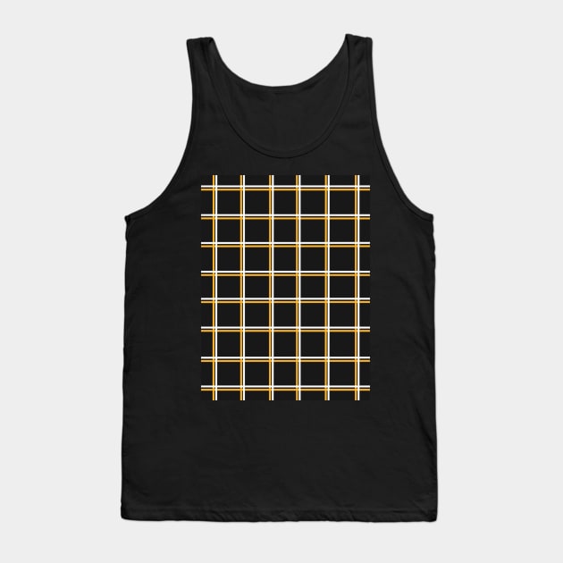 Black with Mustard Yellow Square Grid Tank Top by OneThreeSix